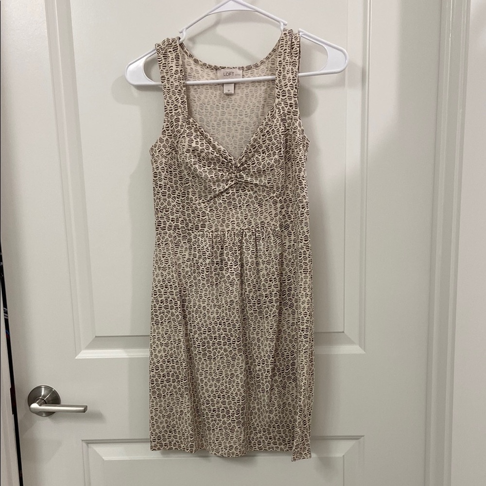 LOFT Beige and Brown sweetheart neckline Mini Dress